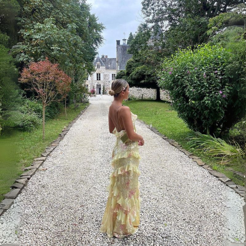 Rüschen Hochzeitsgast Kleid | Maxi