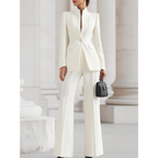 Women’s Pantsuit | Stand Collar Blazer & Loose Pants