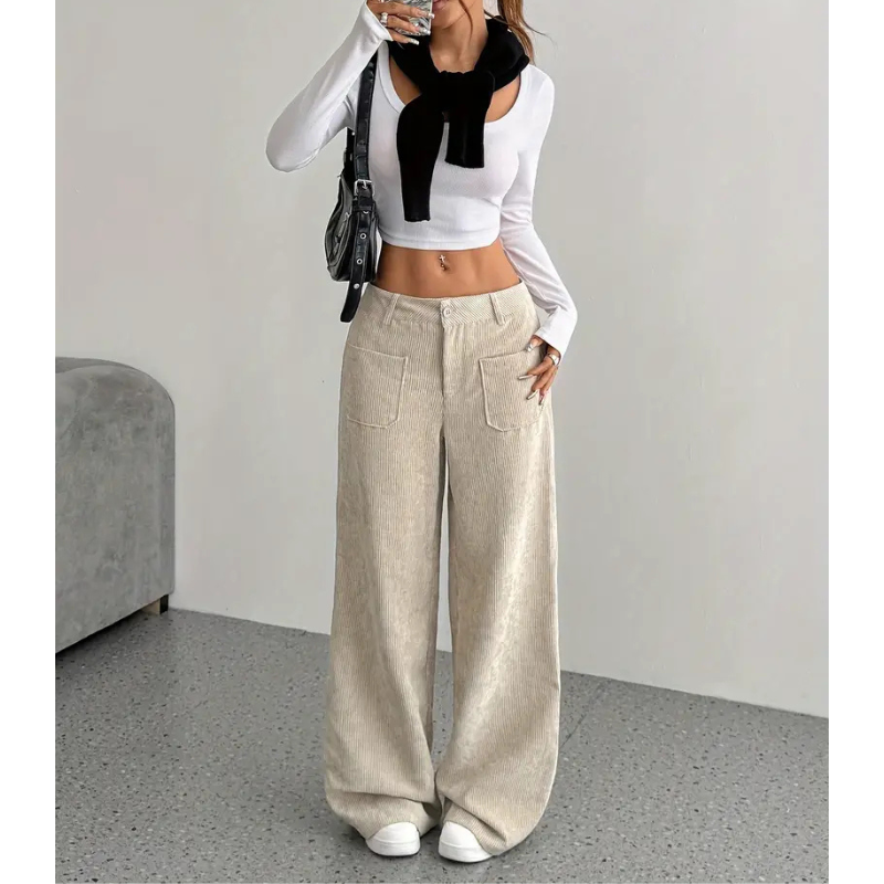 Women's Corduroy Trousers | High Waisted | Wide Fit