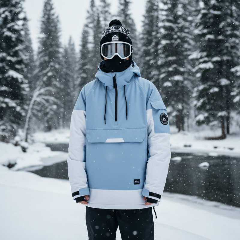 Ski jacket with hood and half zipper | Snowboard