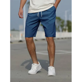 Men's short summer trousers with adjustable high waist