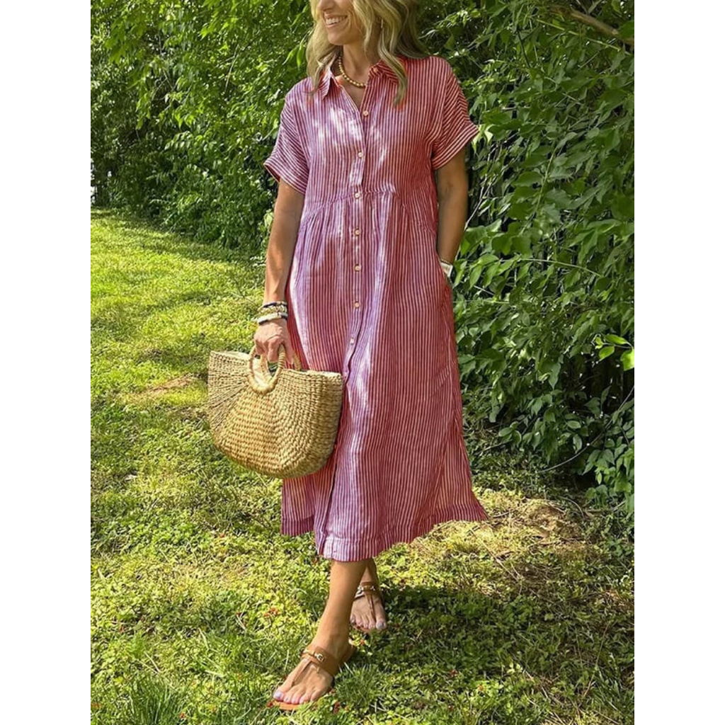 Hemdblusenkleid Gestreift | Mit Knöpfen
