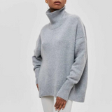 Women's Sweater | Oversized Knit Sweater with Stand-Up Collar
