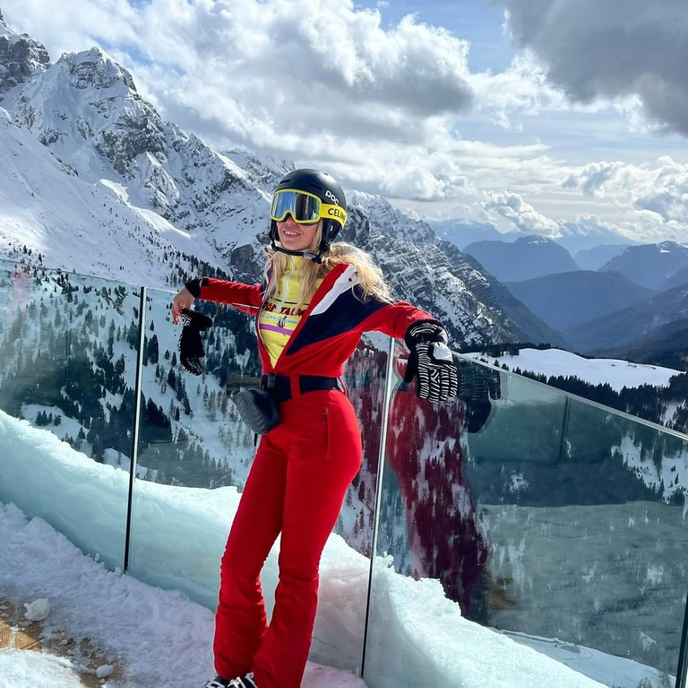 Damen Skianzug Einteilig | Gestreift & Mit Kapuze