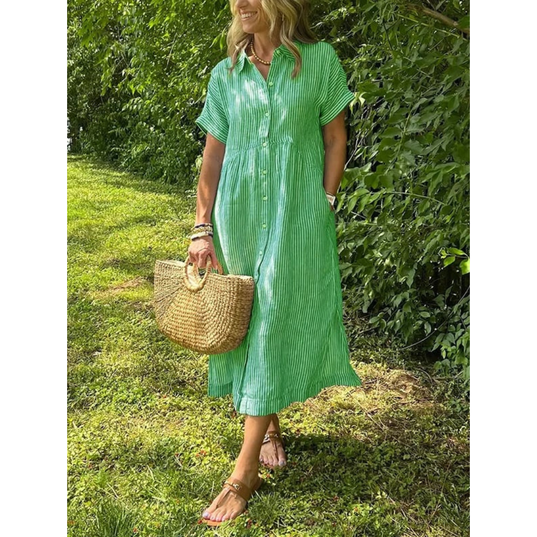 Hemdblusenkleid Gestreift | Mit Knöpfen