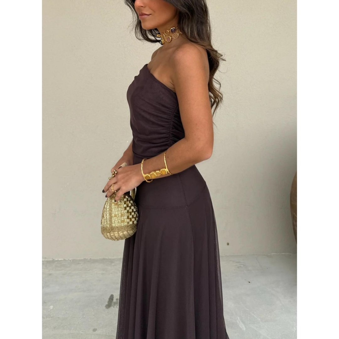 Chiffon Abendkleid | Off-Shoulder | Maxikleid