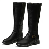 Women's Boots | Knee-High with Buckle & Low Heel