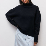 Women's Sweater | Oversized Knit Sweater with Stand-Up Collar