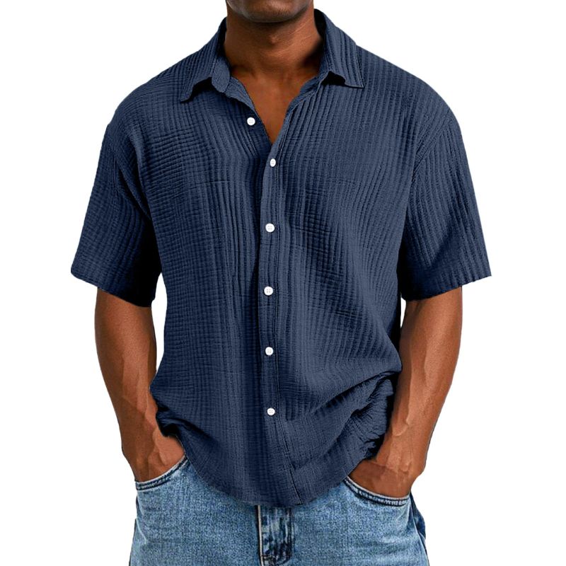 Cain | Herren Leichte Hemd | Kurzarm Leinen stil