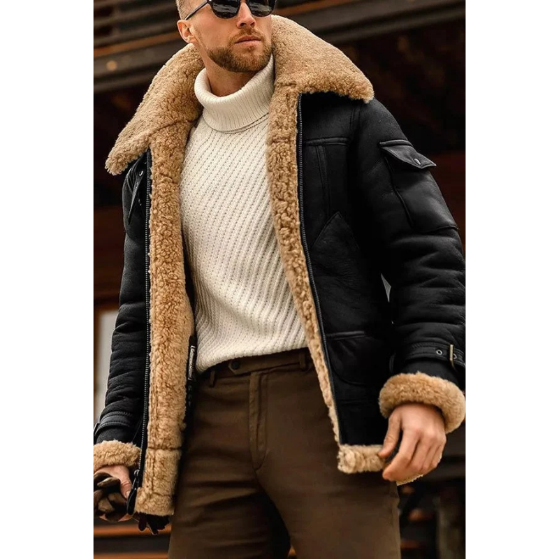 Pilotjacke | Winter Jacke Herren mit Großem Kragen