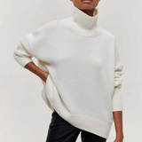 Women's Sweater | Oversized Knit Sweater with Stand-Up Collar