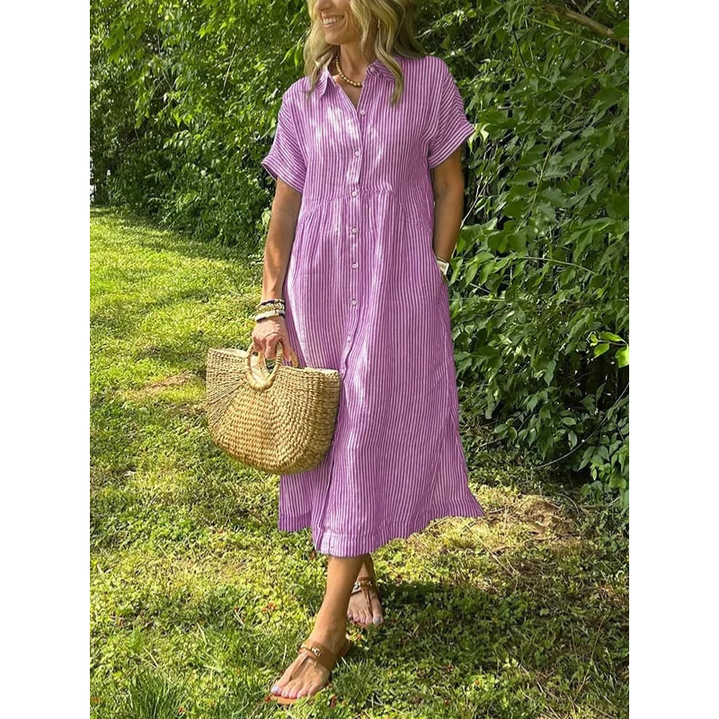 Hemdblusenkleid Gestreift | Mit Knöpfen