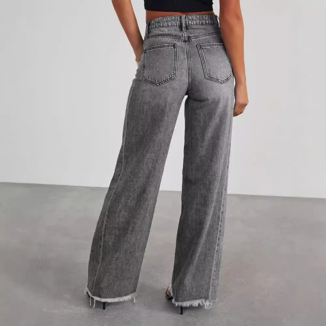 Damen Loose Fit Jeans | Raw-hem