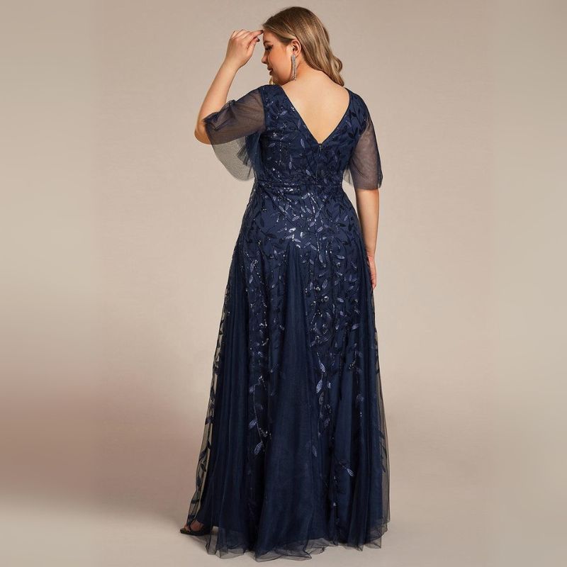 Fiora | Damen Hochzeitsgast Kleid | V-Ausschnitt und Pailletten