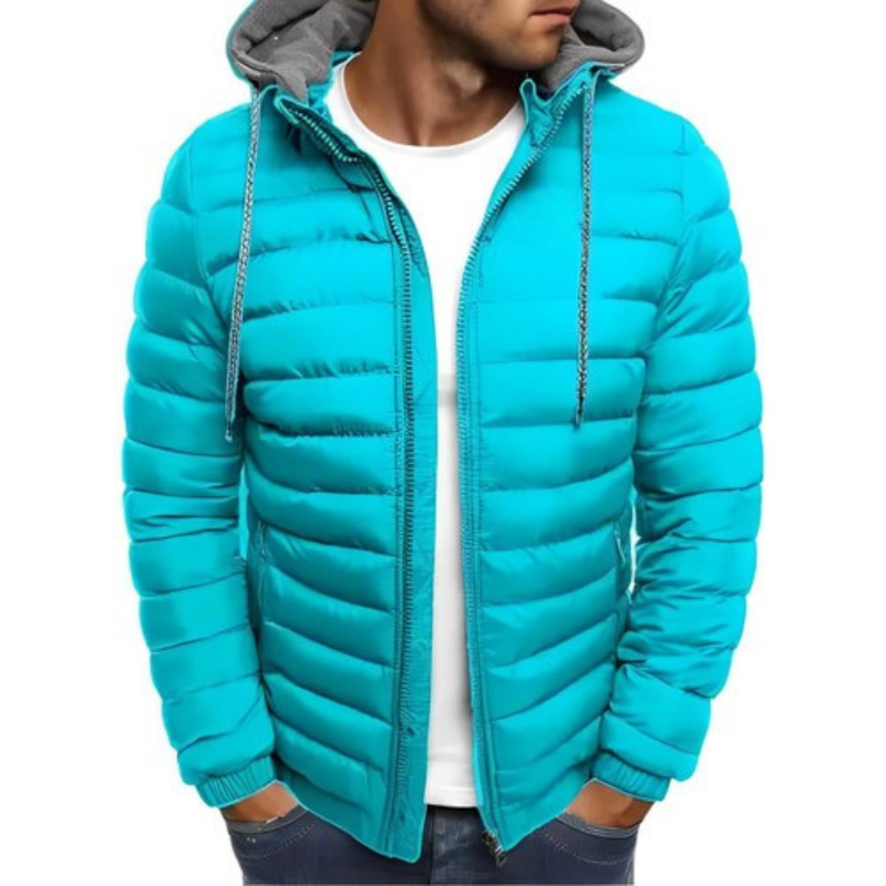 Men's quilted jacket | Solid color with hood
