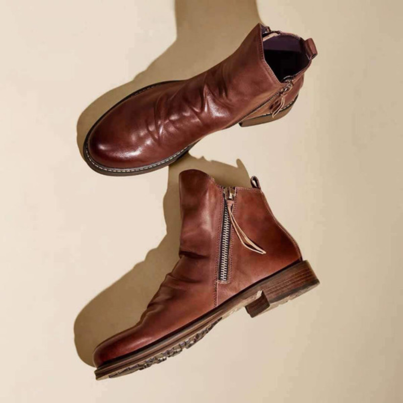 Herren Leder Stiefel | Casual mit Reißverschluss