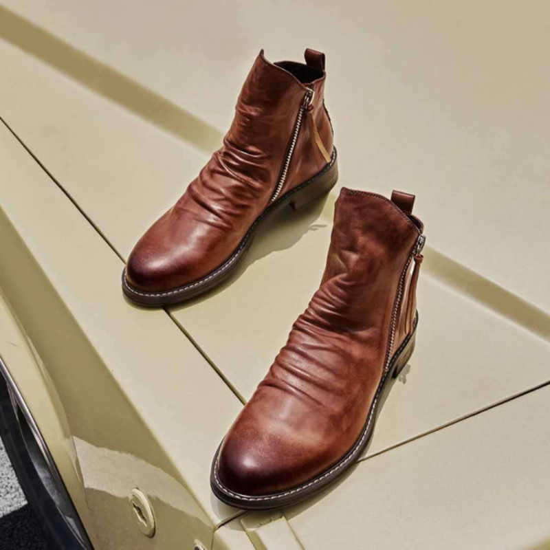 Herren Leder Stiefel | Casual mit Reißverschluss