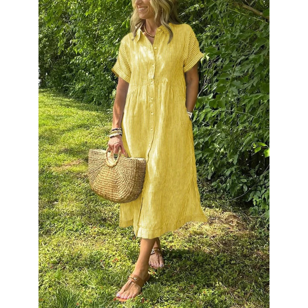 Hemdblusenkleid Gestreift | Mit Knöpfen