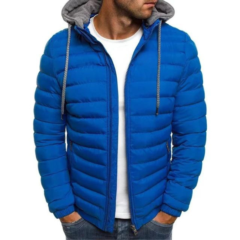 Men's quilted jacket | Solid color with hood