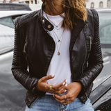 Women's Black Leather Jacket | Modern Cut | Autumn