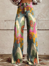 Josie | Women's flared trousers with floral pattern
