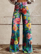 Josie | Women's flared trousers with floral pattern