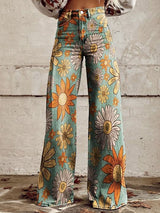 Josie | Women's flared trousers with floral pattern