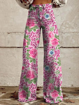 Josie | Women's flared trousers with floral pattern