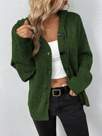 Agnes | Strickjacke mit Kapuze-Grün-S-Becker Boutique