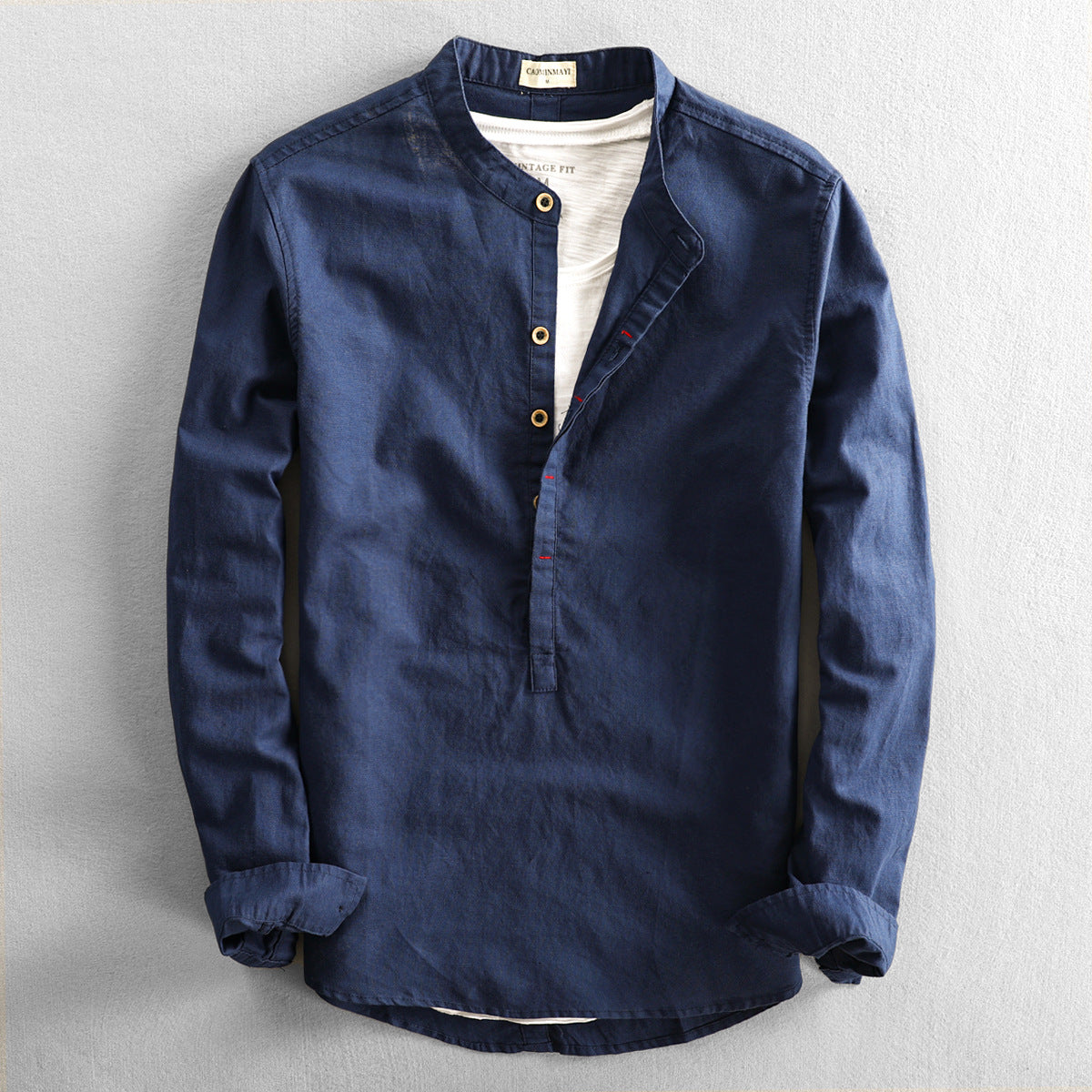 Allesandro | LuxeBlend Baumwolle Leinen Herrenhemd-Dunkelblau-XS-Becker Boutique