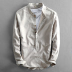 Allesandro | LuxeBlend Baumwolle Leinen Herrenhemd-Grau-XS-Becker Boutique