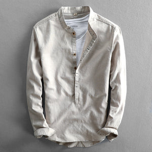 Allesandro | LuxeBlend Baumwolle Leinen Herrenhemd-Grau-XS-Becker Boutique