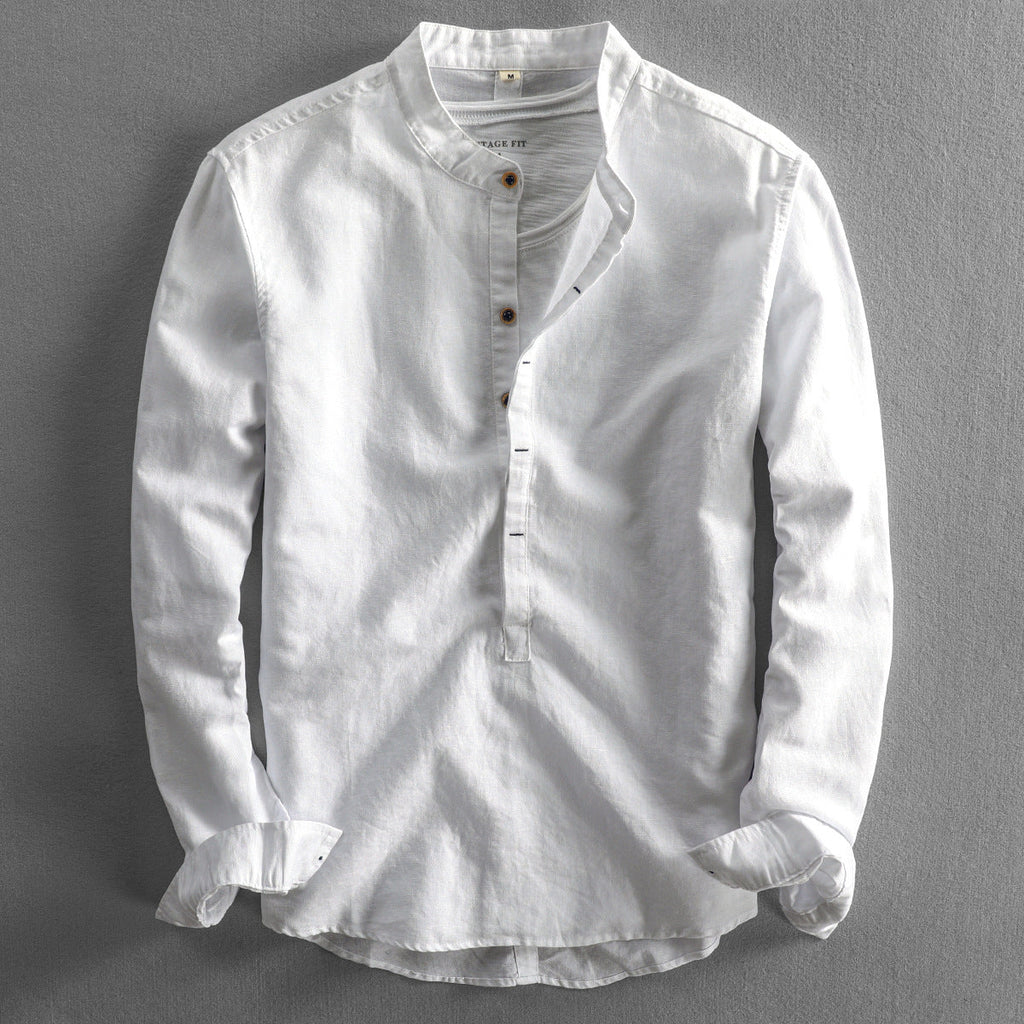 Allesandro | LuxeBlend Baumwolle Leinen Herrenhemd-Weiß-XS-Becker Boutique