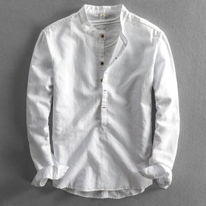 Allesandro | LuxeBlend Baumwolle Leinen Herrenhemd-Weiß-XS-Becker Boutique