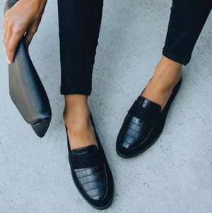 Amanada | Schwarze Krokodil-Slipper - Elegante Schuhe für Frauen-Schwarz-35-Becker Boutique
