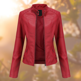 Aranka | Vegane Damen Lederjacke mit Stehkragen-Rot-XS-Becker Boutique