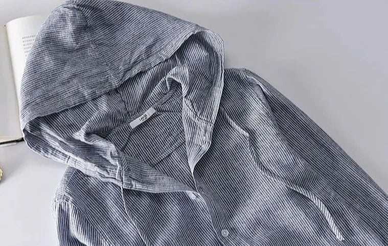 Arlo | Gestreiftes Baumwollehemd mit Kapuze-Becker Boutique