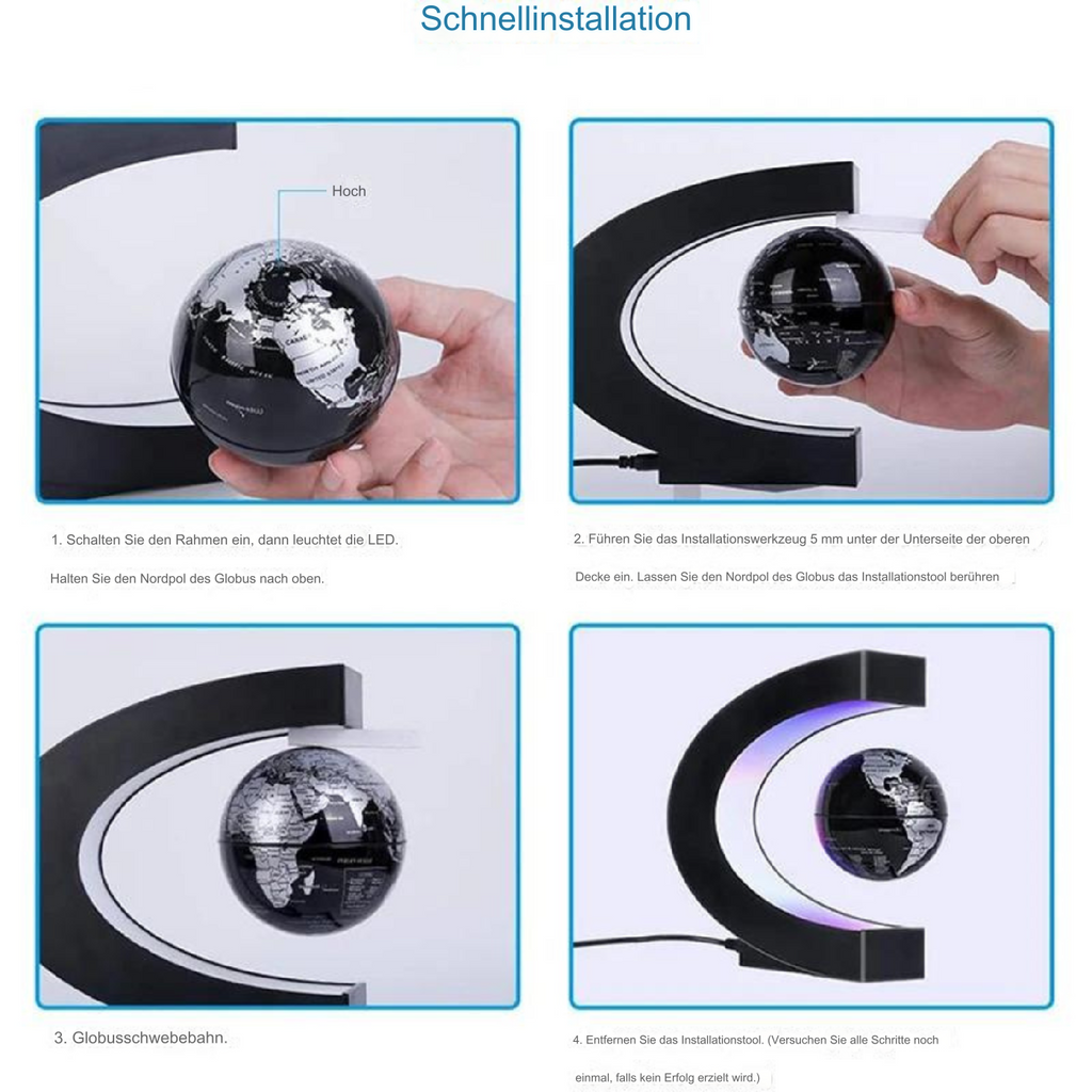 Armstrong | Magnetische Levitation Schwebende Globuslampe mit LED-Weltkarte-Becker Boutique