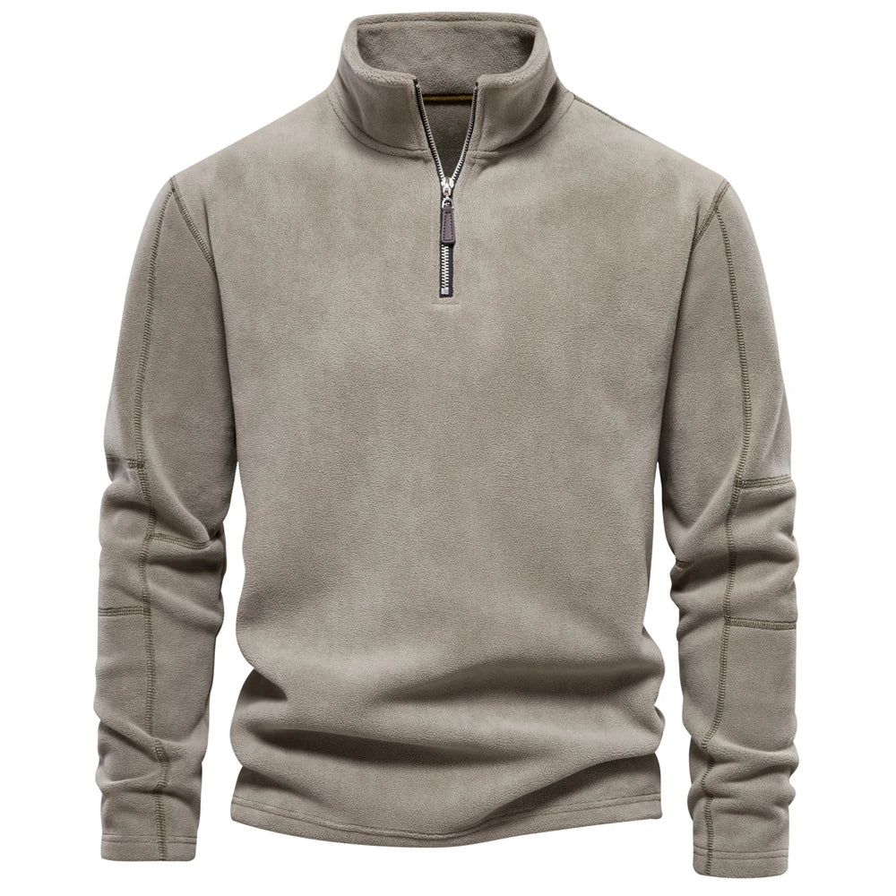 Arne | Fleecegefüttertes Sweatshirt mit hohem Kragen und verstellbarem Saum-Grün-S-Becker Boutique