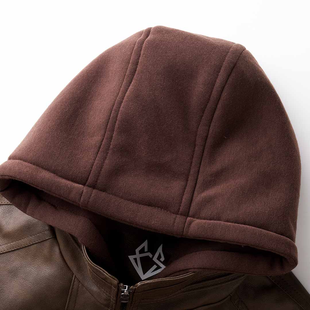 Collin | Jakke til mænd med hætte og lynlås-Collin | Veste en Cuir pour Hommes avec Capuche et Fermeture Éclair - €49-Bentzen Butik