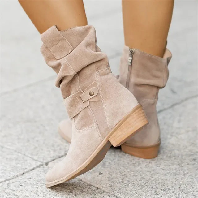 Avice | Kurze braune Stiefel mit niedrigem Absatz-Beige-34-Becker Boutique