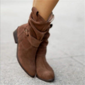 Avice | Kurze braune Stiefel mit niedrigem Absatz-Dunkelbraun-34-Becker Boutique