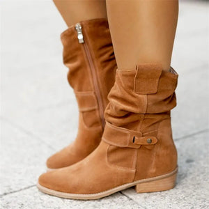 Avice | Kurze braune Stiefel mit niedrigem Absatz-Khaki-34-Becker Boutique
