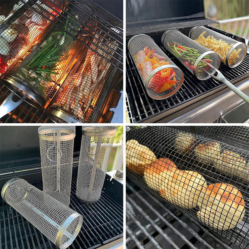 BBQ Grilling Basket | Leicht drehbarer Grillkorb für Gemüse-Zwei Körbe + Gratis Ölspray (Fast ausverkauft)-Becker Boutique