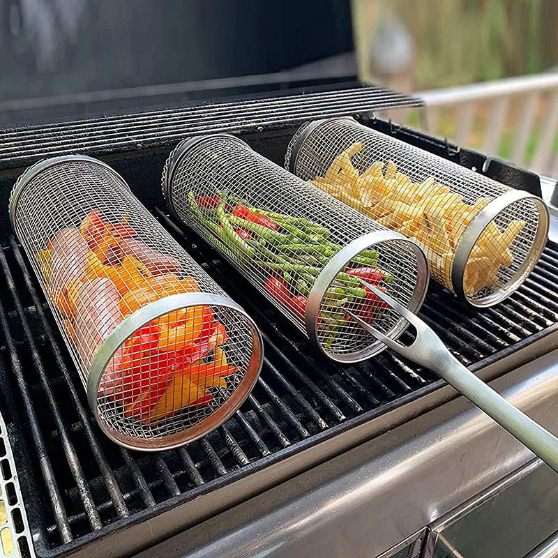 BBQ Grilling Basket | Leicht drehbarer Grillkorb für Gemüse-Zwei Körbe + Gratis Ölspray (Fast ausverkauft)-Becker Boutique