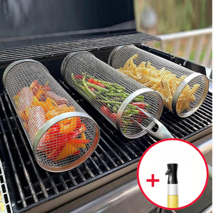 BBQ Grilling Basket | Leicht drehbarer Grillkorb für Gemüse-Zwei Körbe + Gratis Ölspray (Fast ausverkauft)-Becker Boutique