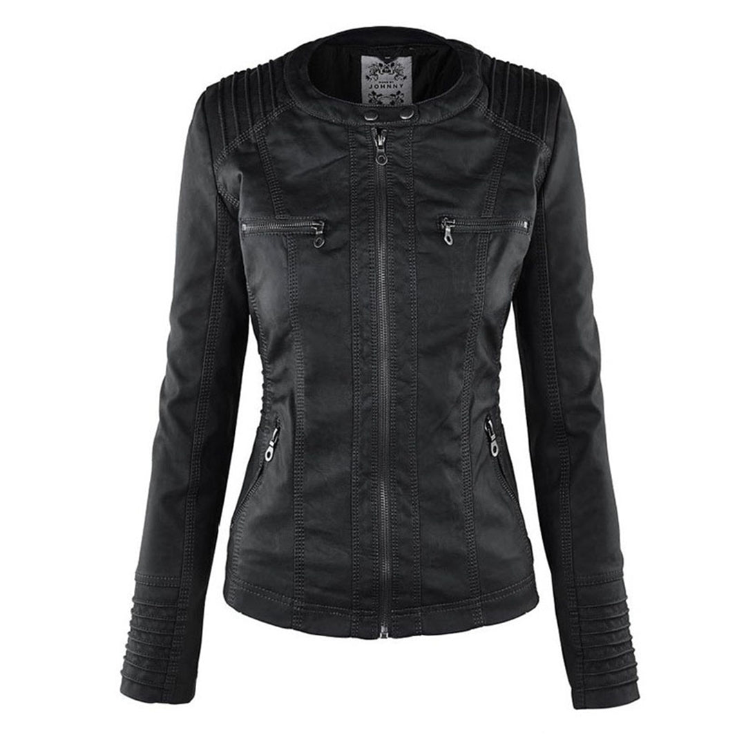 Damen Lederjacke | Mit Kapuze