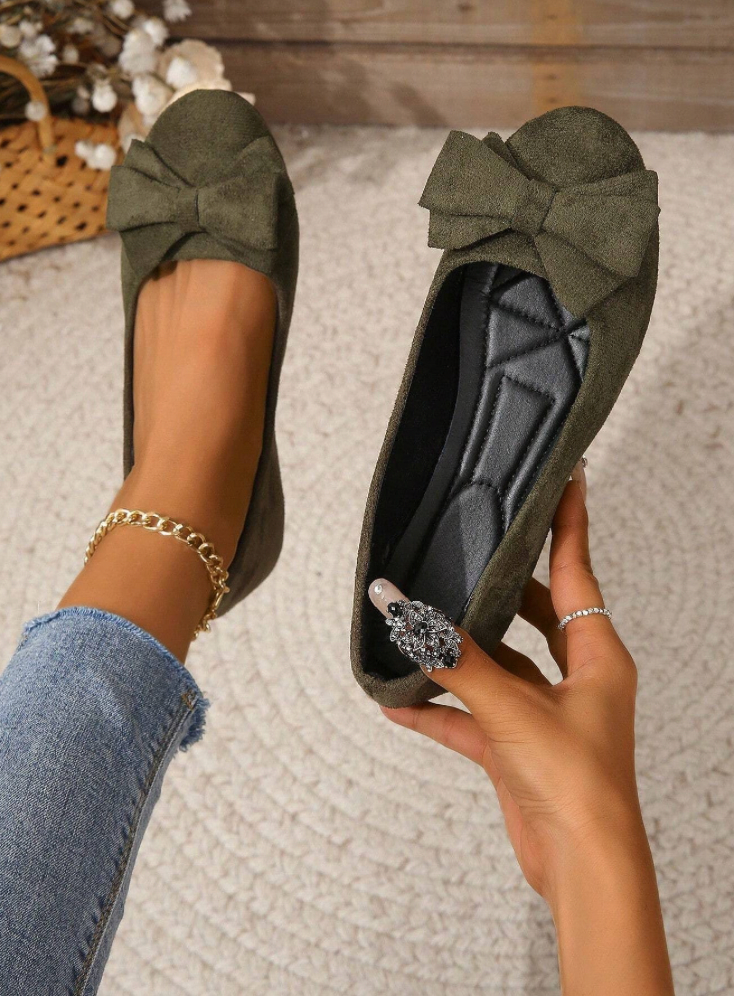 Blossom | Flache Damenschuhe mit runder Spitze-Grün-35-Becker Boutique