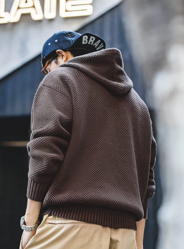 Bruno | Strickpulli mit halbem Reißverschluss und kapuze-Becker Boutique