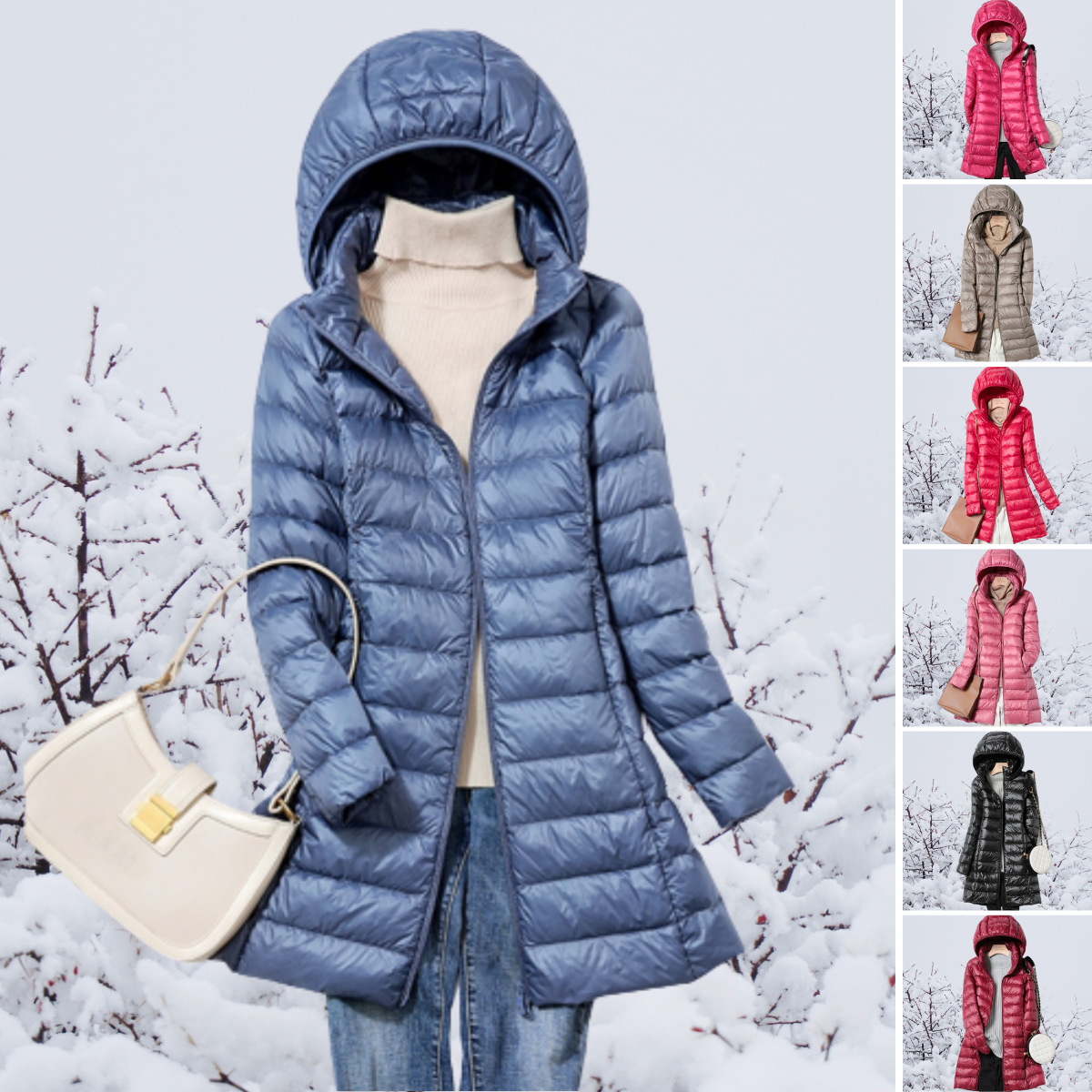 Women's down jacket | Lightweight with hood | Winter